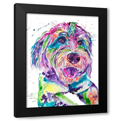 Colorful Bernedoodle Black Modern Wood Framed Art Print with Double Matting by Seeley, Jenn