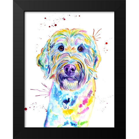 Sunny Goldendoodle Black Modern Wood Framed Art Print by Seeley, Jenn
