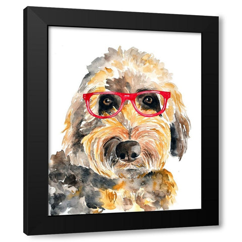 Goldendoodle in Glasses Black Modern Wood Framed Art Print by Seeley, Jenn