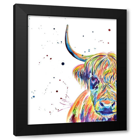 Highland Cow Black Modern Wood Framed Art Print with Double Matting by Seeley, Jenn
