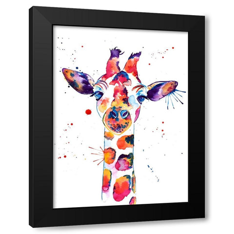 A Giraffe Named Steve Black Modern Wood Framed Art Print with Double Matting by Seeley, Jenn