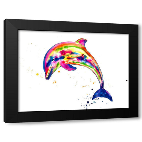 Dolphin Black Modern Wood Framed Art Print by Seeley, Jenn