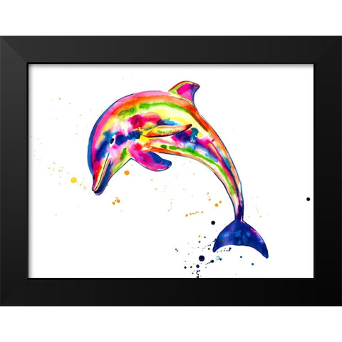 Dolphin Black Modern Wood Framed Art Print by Seeley, Jenn