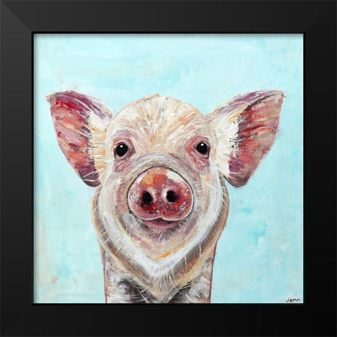 Babe on Blue Black Modern Wood Framed Art Print by Seeley, Jenn