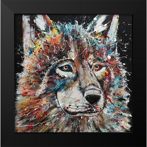 Electric Wolf Black Modern Wood Framed Art Print by Seeley, Jenn