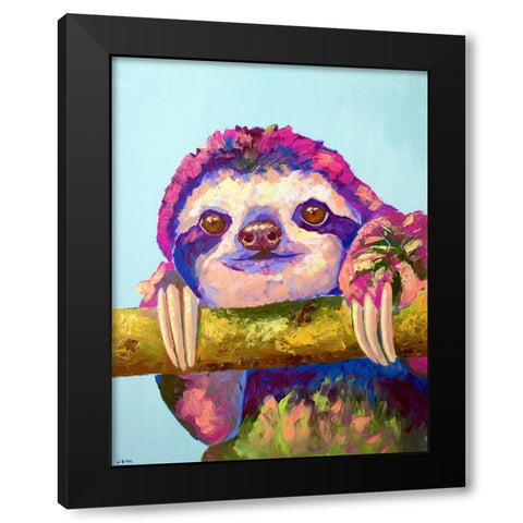 Sloth Black Modern Wood Framed Art Print by Seeley, Jenn