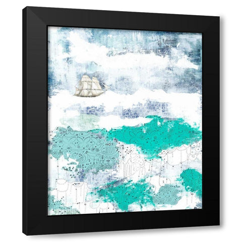 Ocean and Ship Black Modern Wood Framed Art Print with Double Matting by Ogren, Sarah