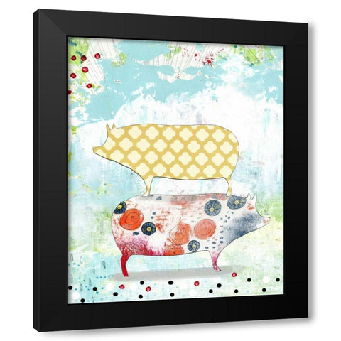 Totem Pigs Black Modern Wood Framed Art Print with Double Matting by Ogren, Sarah