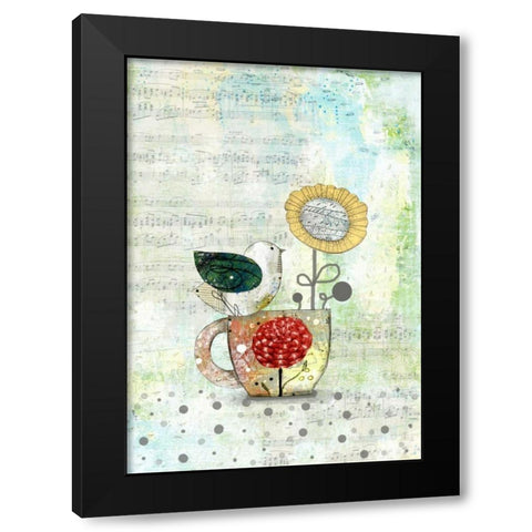Bird on a Tea Cup Black Modern Wood Framed Art Print with Double Matting by Ogren, Sarah