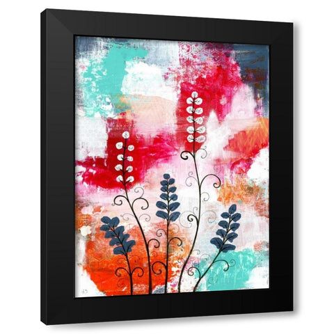 Bright Abstract with Flowers Black Modern Wood Framed Art Print by Ogren, Sarah