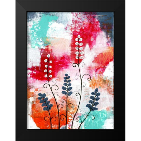 Bright Abstract with Flowers Black Modern Wood Framed Art Print by Ogren, Sarah