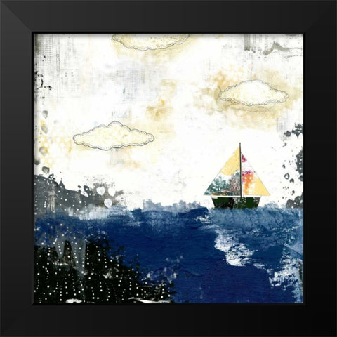 Ocean and Sailboat Black Modern Wood Framed Art Print by Ogren, Sarah