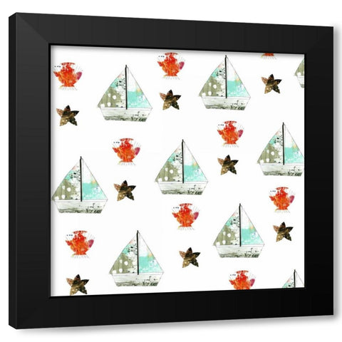 Sailboats Pattern Black Modern Wood Framed Art Print by Ogren, Sarah