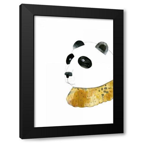 Panda with Gold Collar Black Modern Wood Framed Art Print with Double Matting by Ogren, Sarah