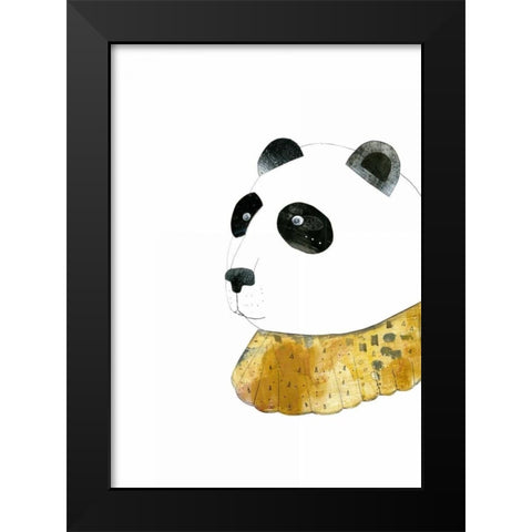 Panda with Gold Collar Black Modern Wood Framed Art Print by Ogren, Sarah