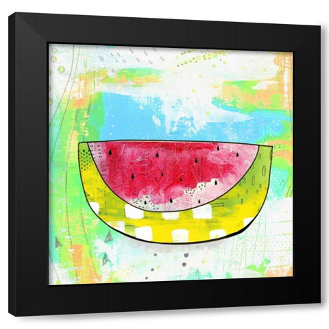 Hot Watermelon Black Modern Wood Framed Art Print by Ogren, Sarah