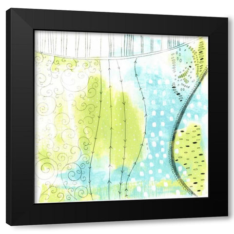 Blue and Green Abstract Black Modern Wood Framed Art Print with Double Matting by Ogren, Sarah
