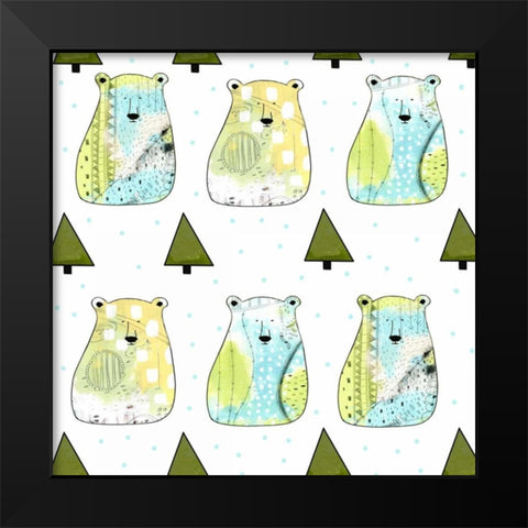 Three Bears Pattern Black Modern Wood Framed Art Print by Ogren, Sarah