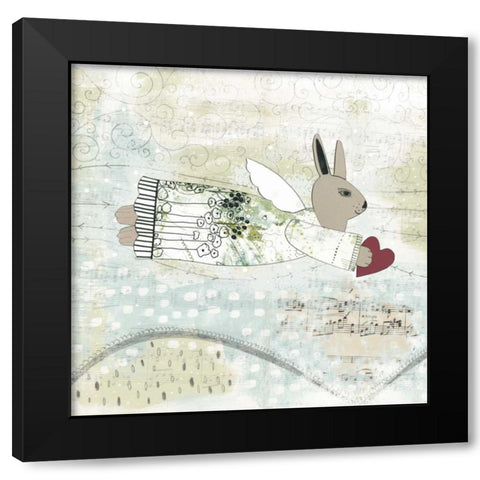 Bunny Angel Black Modern Wood Framed Art Print with Double Matting by Ogren, Sarah