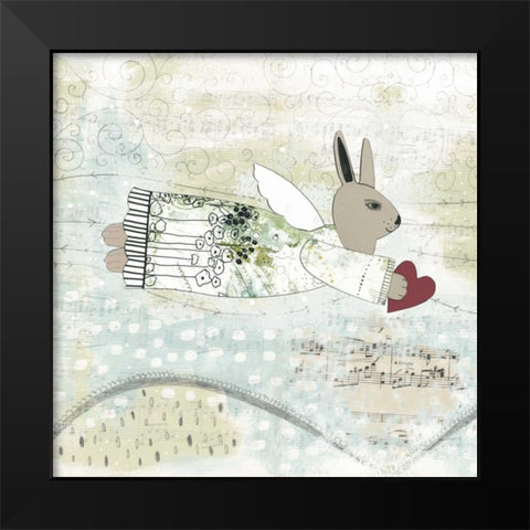 Bunny Angel Black Modern Wood Framed Art Print by Ogren, Sarah
