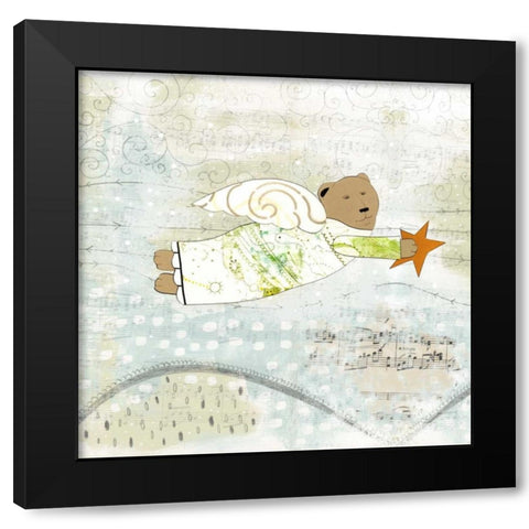 Bear Angel Black Modern Wood Framed Art Print by Ogren, Sarah