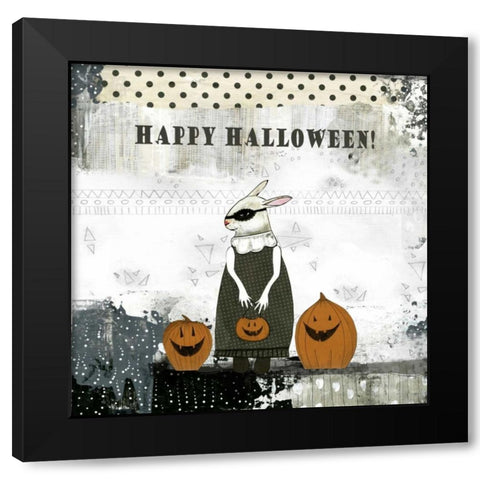 Happy Halloween Rabbit Black Modern Wood Framed Art Print by Ogren, Sarah