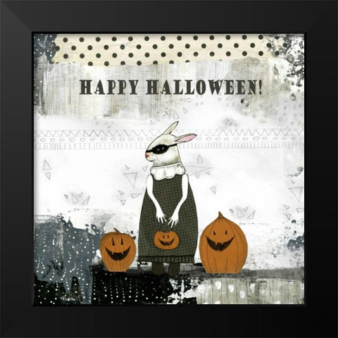 Happy Halloween Rabbit Black Modern Wood Framed Art Print by Ogren, Sarah