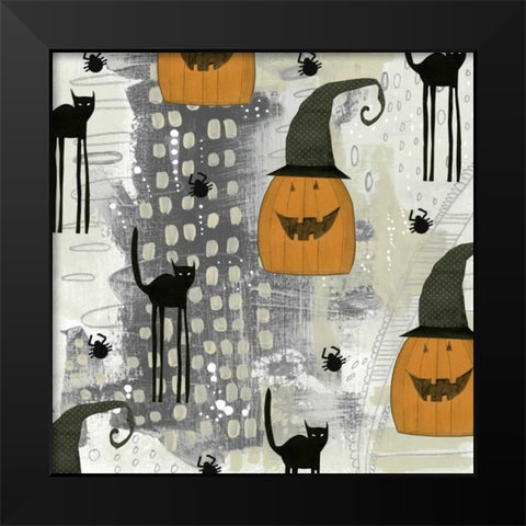 Halloween Pattern 2 Black Modern Wood Framed Art Print by Ogren, Sarah