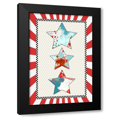 3 Stars Black Modern Wood Framed Art Print by Ogren, Sarah