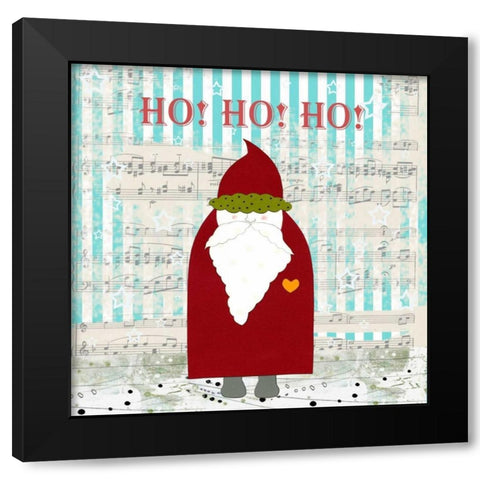 Ho Ho Ho Santa Black Modern Wood Framed Art Print by Ogren, Sarah