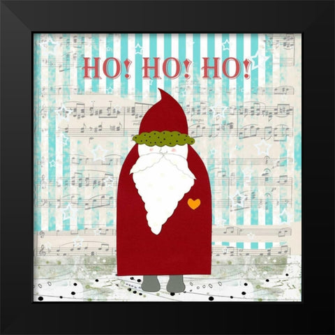Ho Ho Ho Santa Black Modern Wood Framed Art Print by Ogren, Sarah