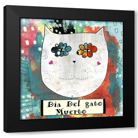 Day of the Dead Cat Black Modern Wood Framed Art Print by Ogren, Sarah