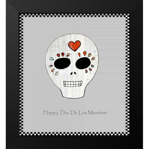 Sugar Skull Black Modern Wood Framed Art Print by Ogren, Sarah