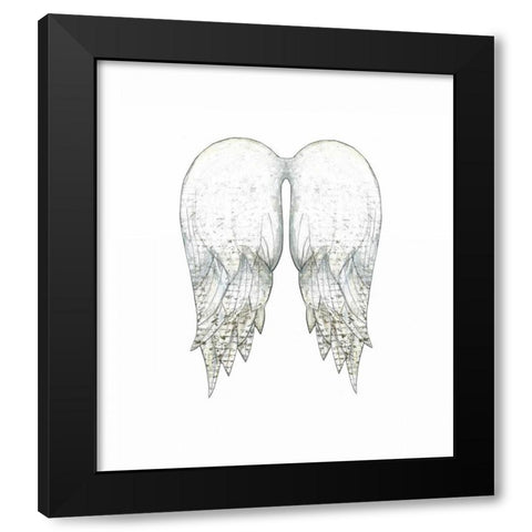 White Angel Wings Black Modern Wood Framed Art Print with Double Matting by Ogren, Sarah