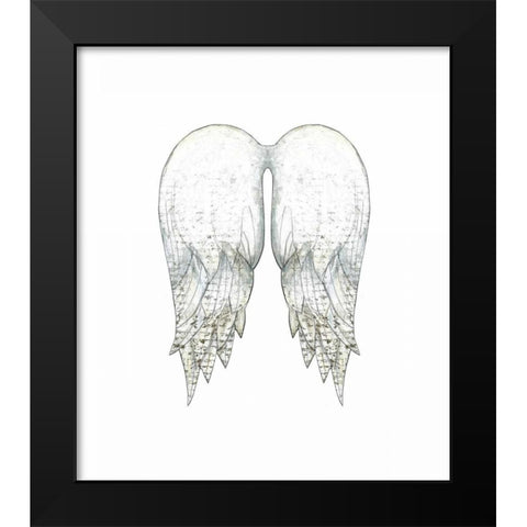 White Angel Wings Black Modern Wood Framed Art Print by Ogren, Sarah