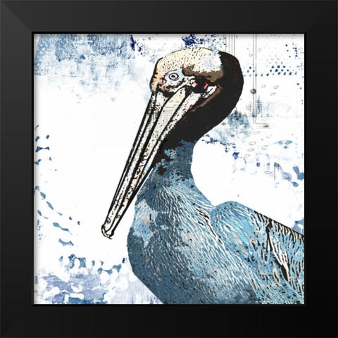 Blue Pelican Black Modern Wood Framed Art Print by Ogren, Sarah