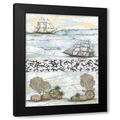 Boats and Coral Black Modern Wood Framed Art Print with Double Matting by Ogren, Sarah