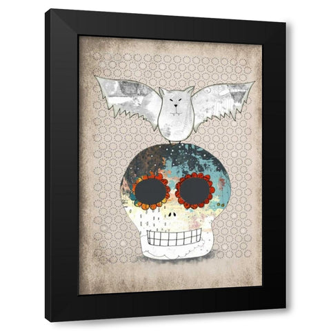 Skull and Bat Black Modern Wood Framed Art Print by Ogren, Sarah