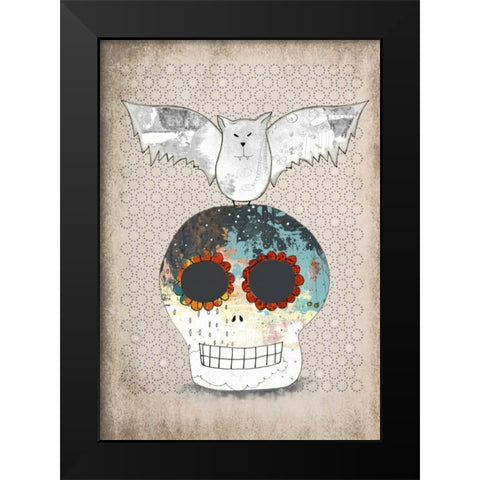 Skull and Bat Black Modern Wood Framed Art Print by Ogren, Sarah
