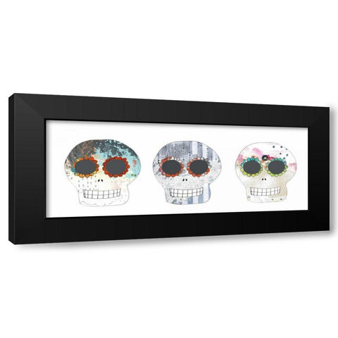 Three Sugar Skulls Black Modern Wood Framed Art Print by Ogren, Sarah