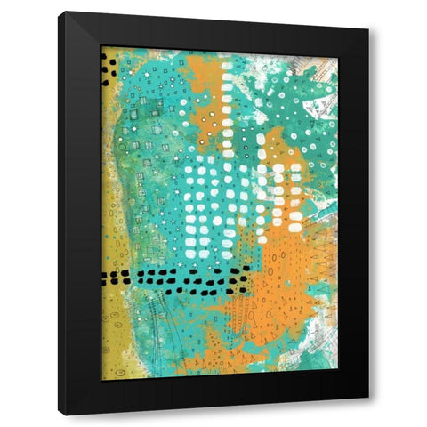 Orange and Green Abstract Black Modern Wood Framed Art Print with Double Matting by Ogren, Sarah