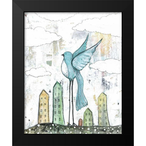 Blue Bird Black Modern Wood Framed Art Print by Ogren, Sarah