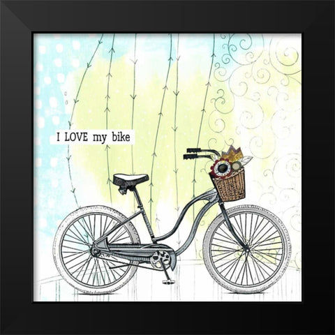 I Love My Bike Black Modern Wood Framed Art Print by Ogren, Sarah