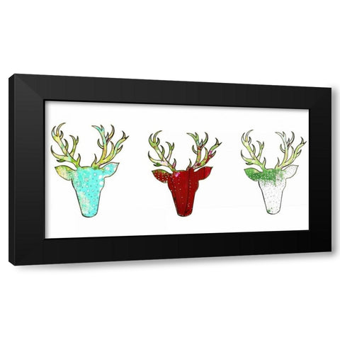 Three Deer Heads Black Modern Wood Framed Art Print by Ogren, Sarah