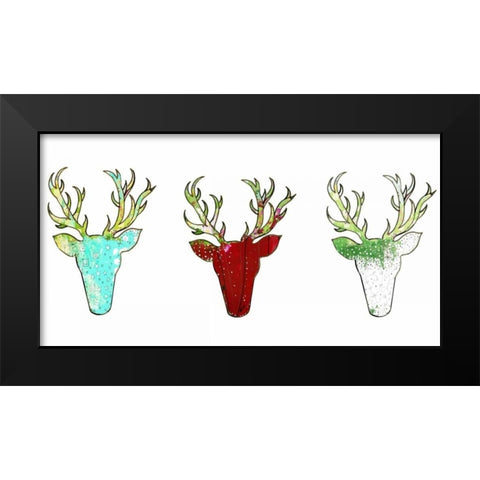 Three Deer Heads Black Modern Wood Framed Art Print by Ogren, Sarah