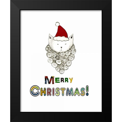 Cat Santa Black Modern Wood Framed Art Print by Ogren, Sarah