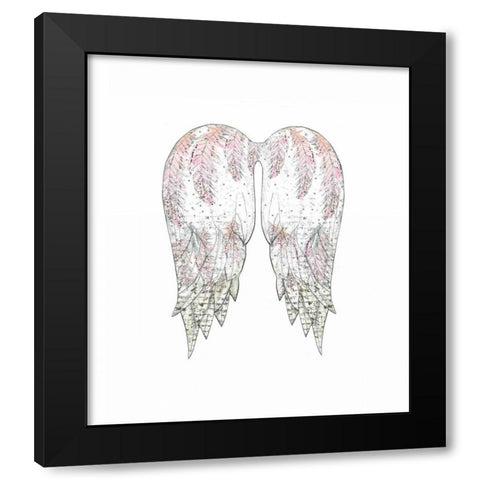 Wings with Pink Feathers Black Modern Wood Framed Art Print with Double Matting by Ogren, Sarah
