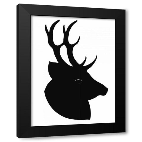Deer Silhouette Black Modern Wood Framed Art Print with Double Matting by Ogren, Sarah