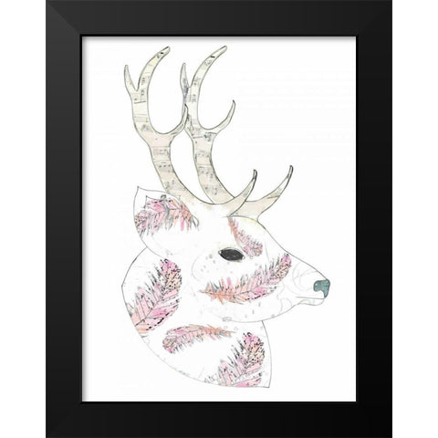 Feather Deer Black Modern Wood Framed Art Print by Ogren, Sarah