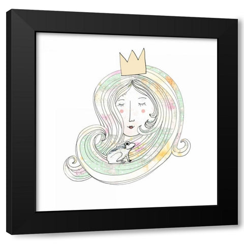 The Princess and the Frog Black Modern Wood Framed Art Print with Double Matting by Ogren, Sarah